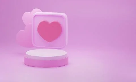 Heart shape 3d rendering empty space cylinder pink podium valentine's day Stock Illustration