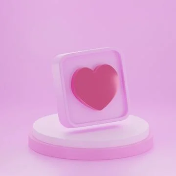 Heart shape 3d rendering empty space cylinder pink podium valentine's day Stock Illustration