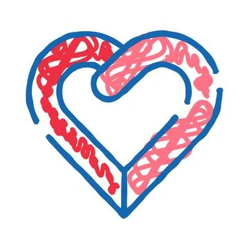 Heart shape abstract drawing with internal tangled lines イラスト素材