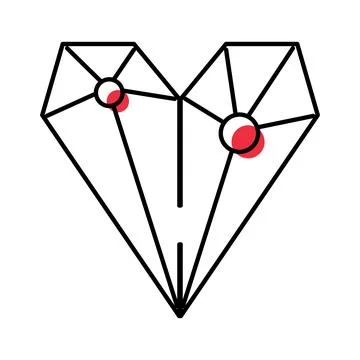 Heart shape abstract line art with red dots Stock Illustration