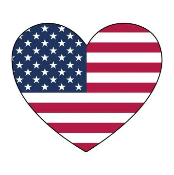 Heart shape with American flag pattern, symbol of patriotism, national pride Illustrazione stock