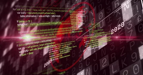 Heart shape and programming code animation over digital background with numbers Stock Footage 305527104