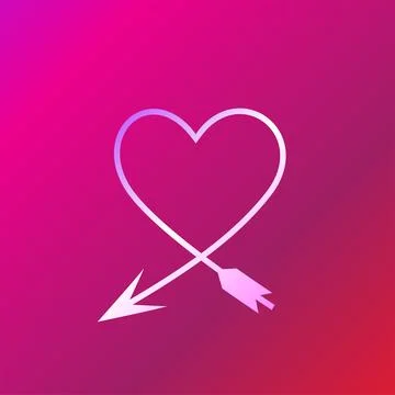 Heart shape with arrows element isolated on magenta purple gradation backgr.. Illustrazione stock
