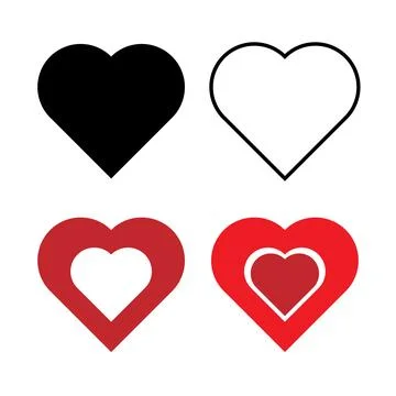 Heart Shape Art Bundle Minimalist Abstract Line Collection Stock Illustration