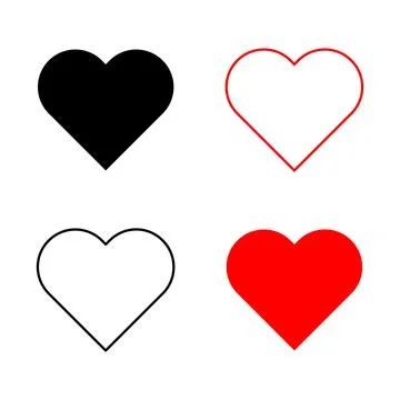 Heart Shape Art Bundle Minimalist Abstract Line Collection Stock Illustration