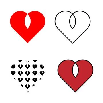 Heart Shape Art Bundle Minimalist Abstract Line Collection Stock Illustration
