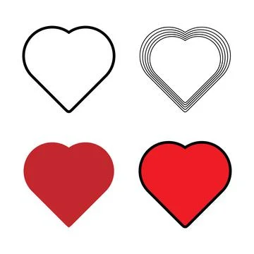 Heart Shape Art Bundle Minimalist Abstract Line Collection Stock Illustration