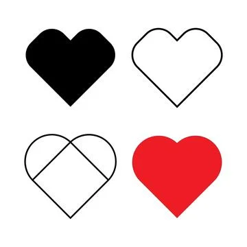 Heart Shape Art Bundle Minimalist Abstract Line Collection Stock Illustration