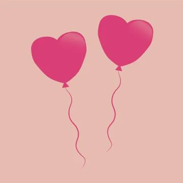 Heart Shape Balloons With Strings Illustrazione stock