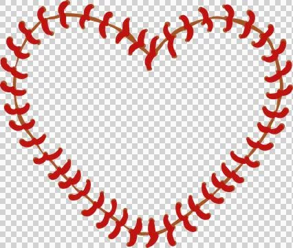 Heart Shape Baseball Stitch Whimsical Hand Drawn Stock Illustration