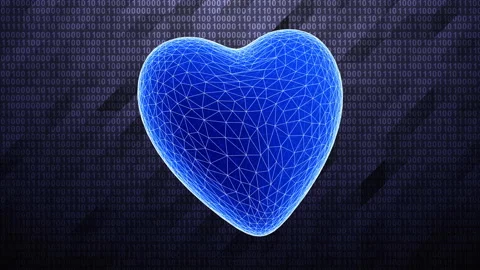 Heart shape in binary cyberspace. Stock Footage 236393988