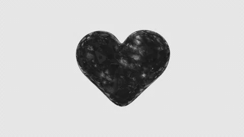 Heart Shape Black Crystal Rotating on a Transparent Background. Seamless Loop. 4 Stock Footage 311318390