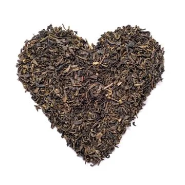 Heart shape black tea Stock Photos
