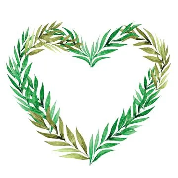 Heart shape border frame of bright green exotic tropical jungle rainforest palm Illustrazione stock