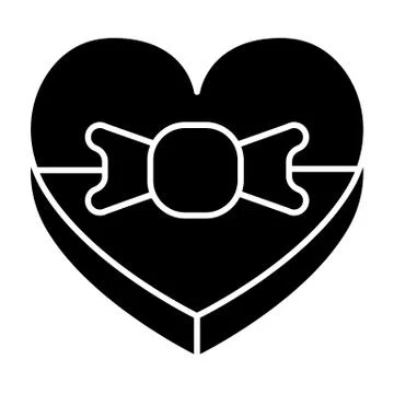 Heart shape box with bow solid icon. Present with ribbon vector illustration 스톡 일러스트