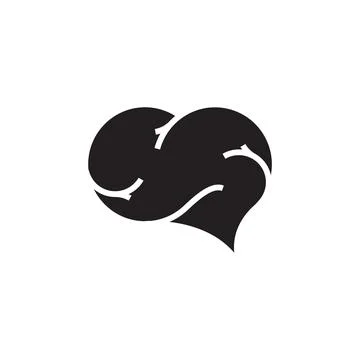 Heart shape brain logo design vector illustration. Stock Illustration