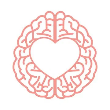 Heart shape in brain top view Stock Illustration