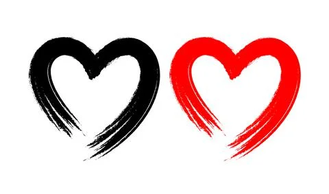 Heart shape brush stroke design. Heart frame brush painting, illustration. Stock Illustration
