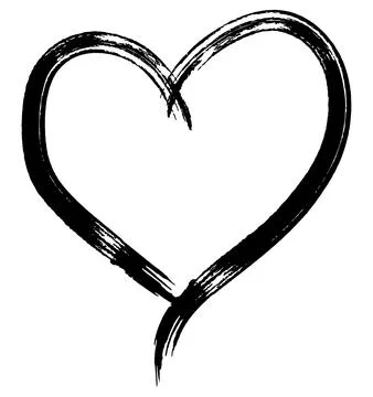 Heart Shape with Brush Stroke Texture Stock Illustration