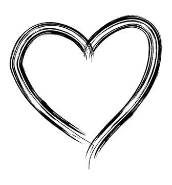Heart Shape with Brush Stroke Texture Stock Illustration