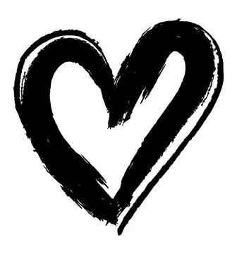 Heart Shape with Brush Stroke Texture Stock Illustration