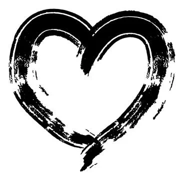 Heart Shape with Brush Stroke Texture Stock Illustration