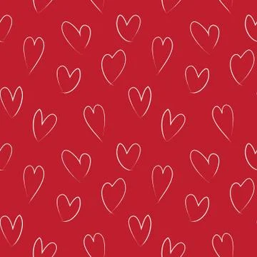 Heart shape Brush Strokes Seamless Pattern Stock Illustration