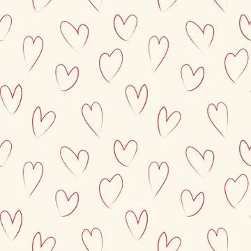 Heart shape Brush Strokes Seamless Pattern Stock Illustration