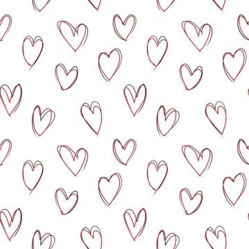 Heart shape Brush Strokes Seamless Pattern Stock Illustration