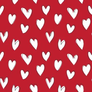 Heart shape Brush Strokes Seamless Pattern Illustrazione stock