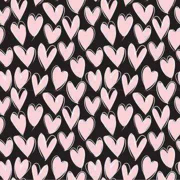 Heart shape Brush Strokes Seamless Pattern Stock Illustration
