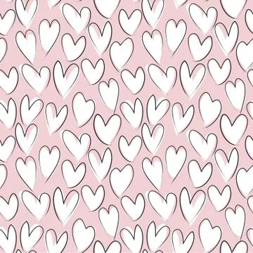 Heart shape Brush Strokes Seamless Pattern Illustrazione stock