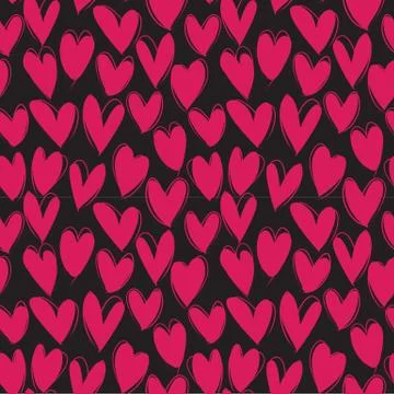 Heart shape Brush Strokes Seamless Pattern Illustrazione stock