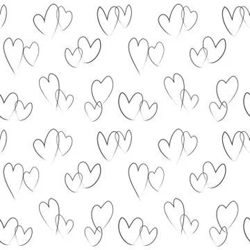 Heart shape Brush Strokes Seamless Pattern Stock Illustration