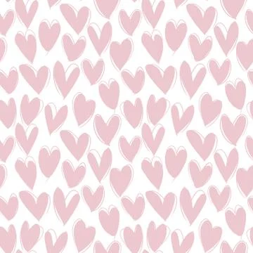 Heart shape Brush Strokes Seamless Pattern Stock Illustration