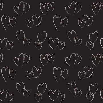 Heart shape Brush Strokes Seamless Pattern Illustrazione stock