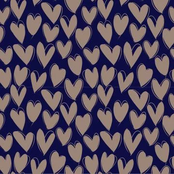 Heart shape Brush Strokes Seamless Pattern Stock Illustration