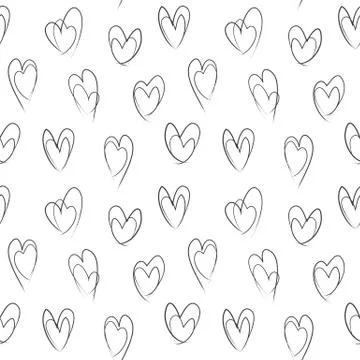 Heart shape Brush Strokes Seamless Pattern Stock Illustration