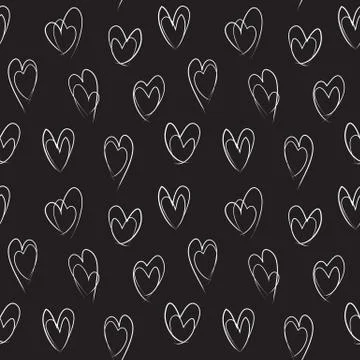 Heart shape Brush Strokes Seamless Pattern Stock Illustration