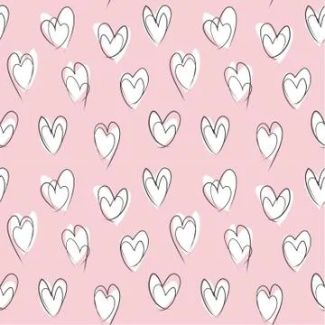 Heart shape Brush Strokes Seamless Pattern Stock Illustration