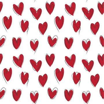 Heart shape Brush Strokes Seamless Pattern Illustrazione stock