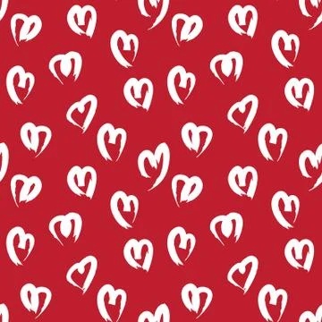 Heart shape Brush Strokes Seamless Pattern Stock Illustration