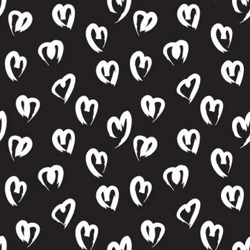 Heart shape Brush Strokes Seamless Pattern Illustrazione stock