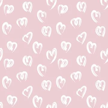 Heart shape Brush Strokes Seamless Pattern Stock Illustration