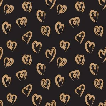 Heart shape Brush Strokes Seamless Pattern Illustrazione stock