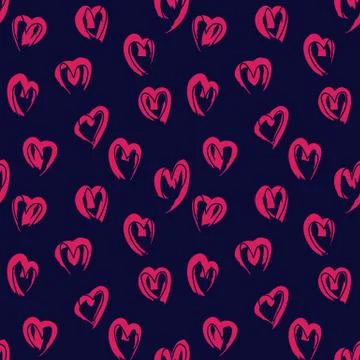 Heart shape Brush Strokes Seamless Pattern Stock Illustration