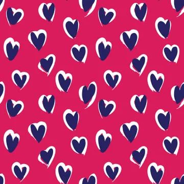 Heart shape Brush Strokes Seamless Pattern Stock Illustration