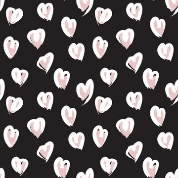 Heart shape Brush Strokes Seamless Pattern Illustrazione stock
