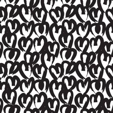 Heart shape Brush Strokes Seamless Pattern Stock Illustration