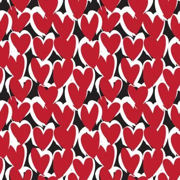Heart shape Brush Strokes Seamless Pattern Stock Illustration